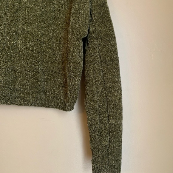 Cousin Johnny Chenille Knit Turtleneck Sweater Cropped Cable Knit Green Small - Picture 2 of 7